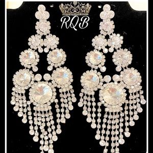 Long Clear Crystal Chandelier Earrings